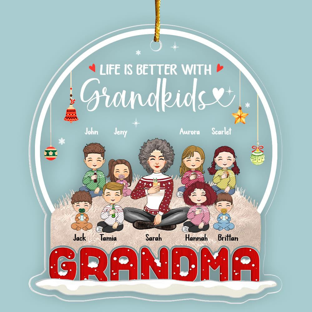 Life Is Better With Grandkids Personalized Snow Globe Shaped Acrylic Ornament