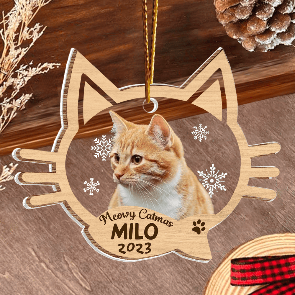 Cat Memorial Ornament, Loss Of Cat Gift, Cat Christmas Ornament Personalized Acrylic Cat Ornaments Cat Custom Photo