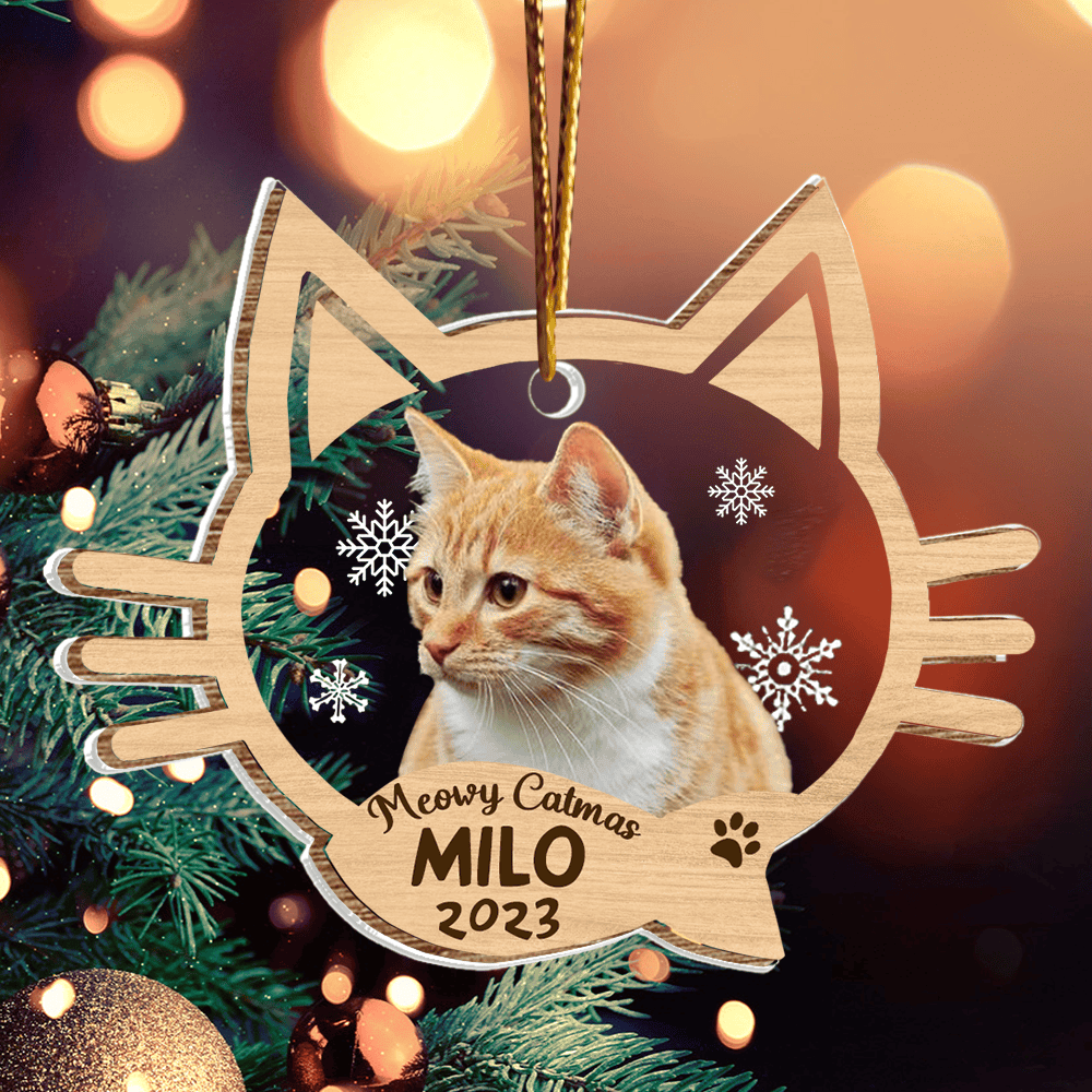 Cat Memorial Ornament, Loss Of Cat Gift, Cat Christmas Ornament Personalized Acrylic Cat Ornaments Cat Custom Photo