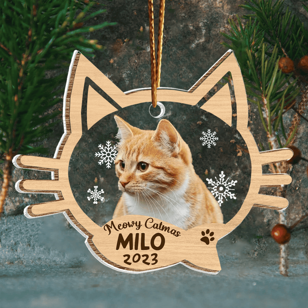 Cat Memorial Ornament, Loss Of Cat Gift, Cat Christmas Ornament Personalized Acrylic Cat Ornaments Cat Custom Photo