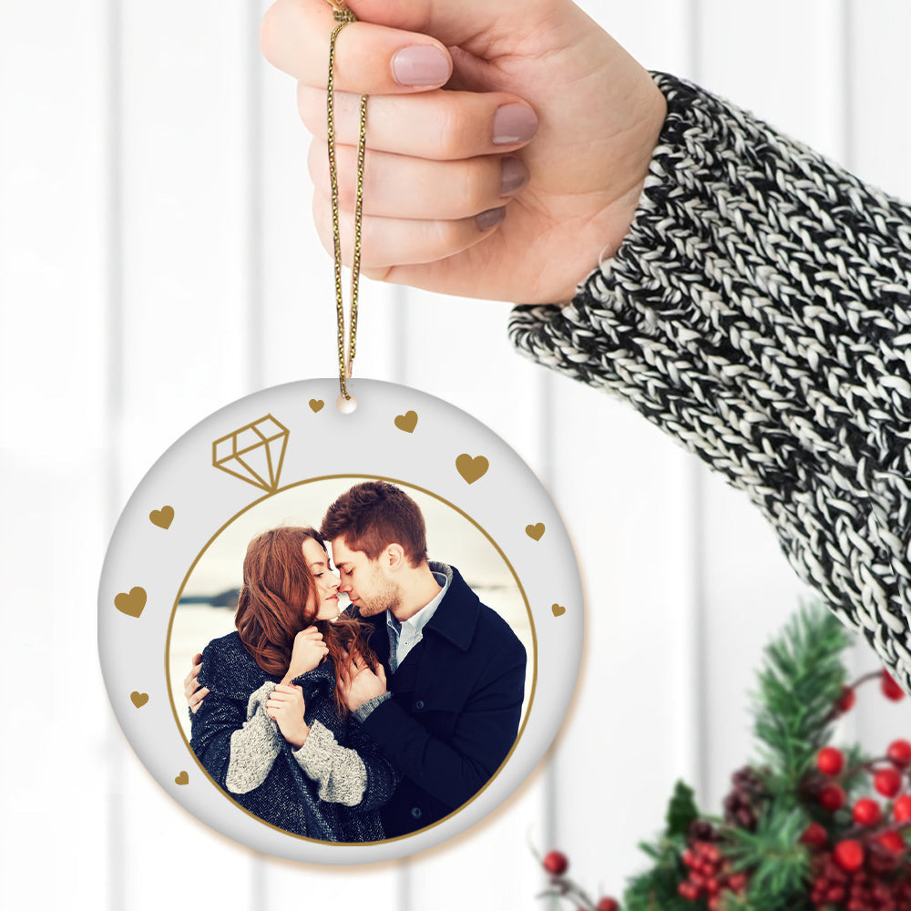 Engagement Photo Ornament - He Asked, She Said Yes - Unique Wedding & Anniversary Gifts