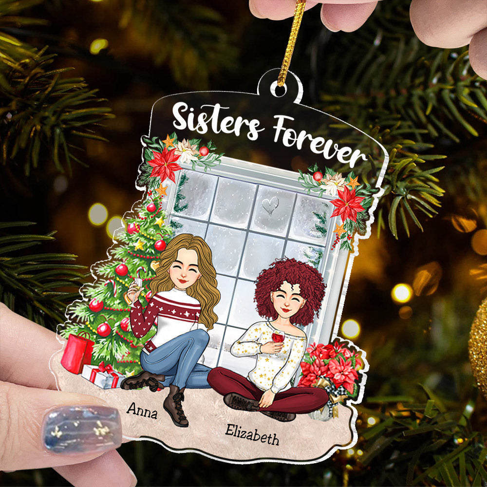 Sisters Forever Personalized Acrylic Ornament Gift For Best Friends