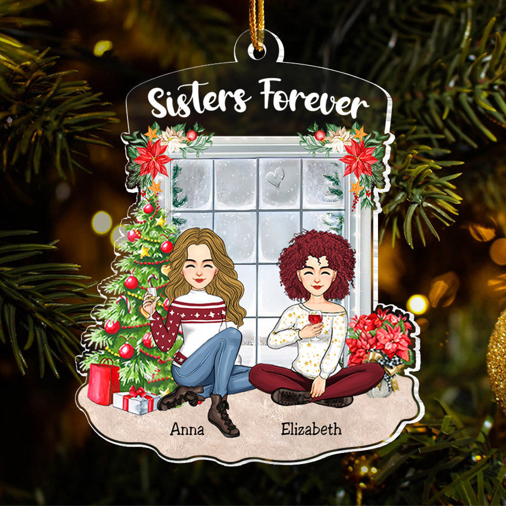 Sisters Forever Personalized Acrylic Ornament Gift For Best Friends
