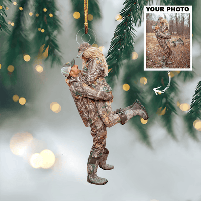 Customized Photo Hunting Couple Ornament - Christmas Ornament Gift For Hunting Couple, Wife, Husband