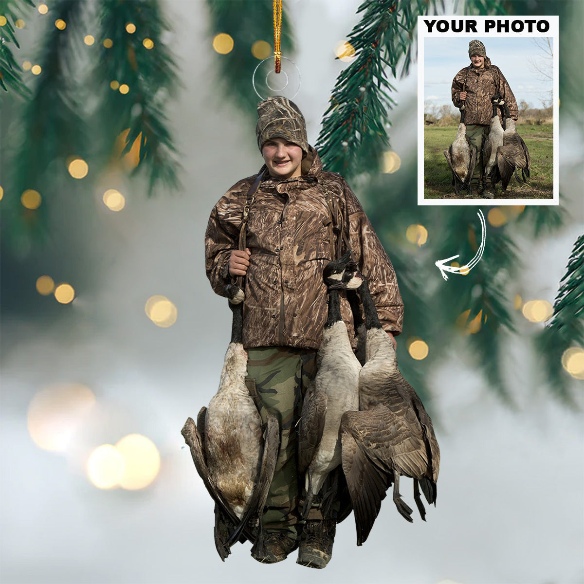 Customized Photo Hunting Couple Ornament - Christmas Ornament Gift For Hunting Couple, Wife, Husband