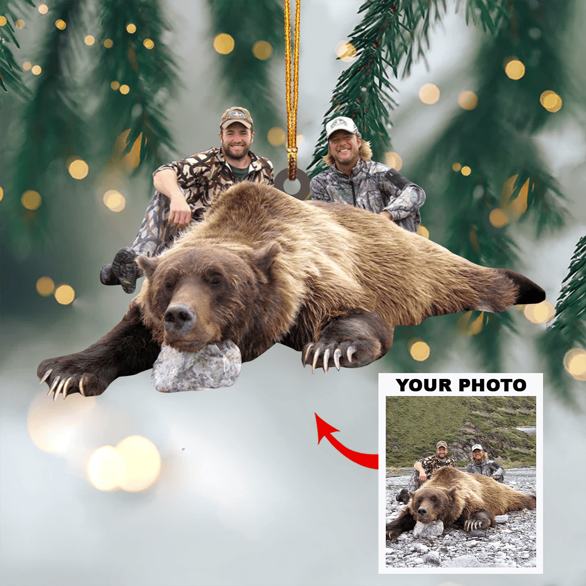 Customized Photo Hunting Couple Ornament - Christmas Ornament Gift For Hunting Couple, Wife, Husband