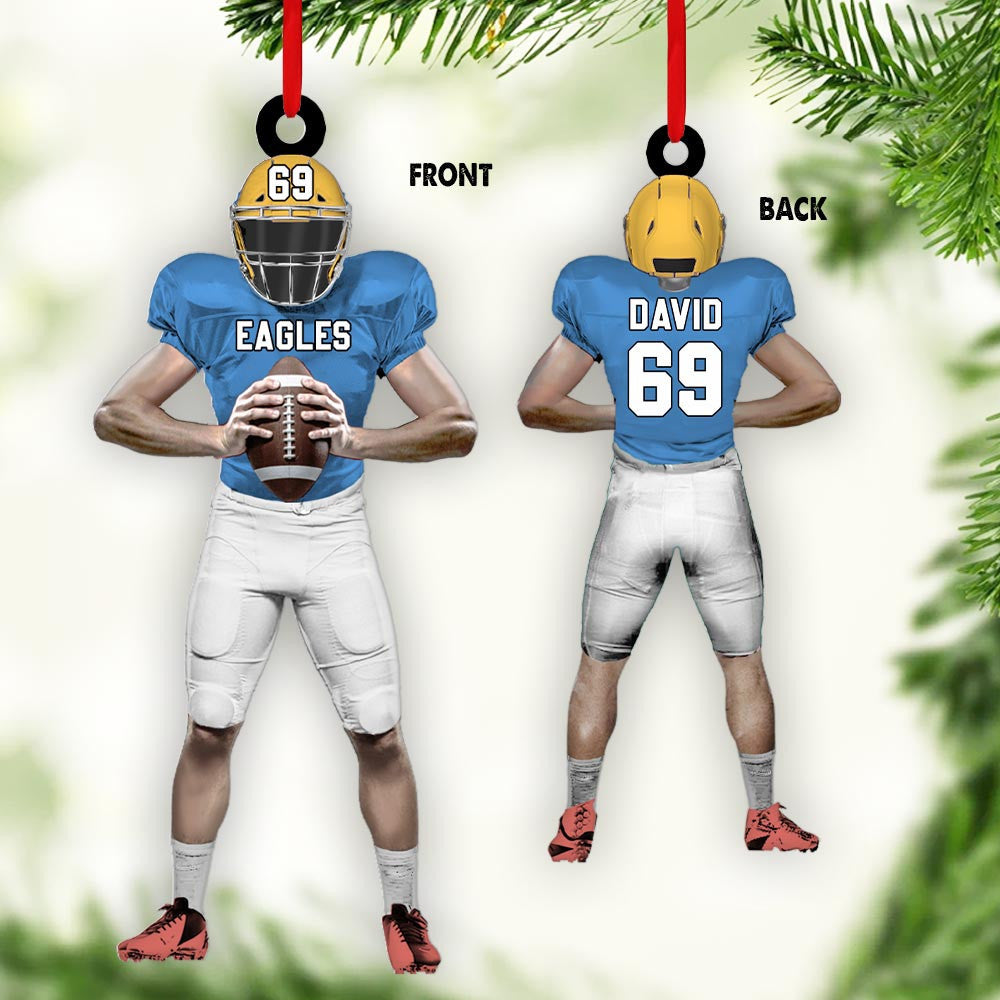 American Football Player Personalized Ornament For Football Lovers - Custom Gift For Football Player
