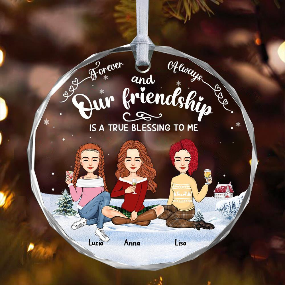 Luxury Ornament Friendship Is A True Blessing To Me - Personalized Glass Ornament Gift For Best Friends