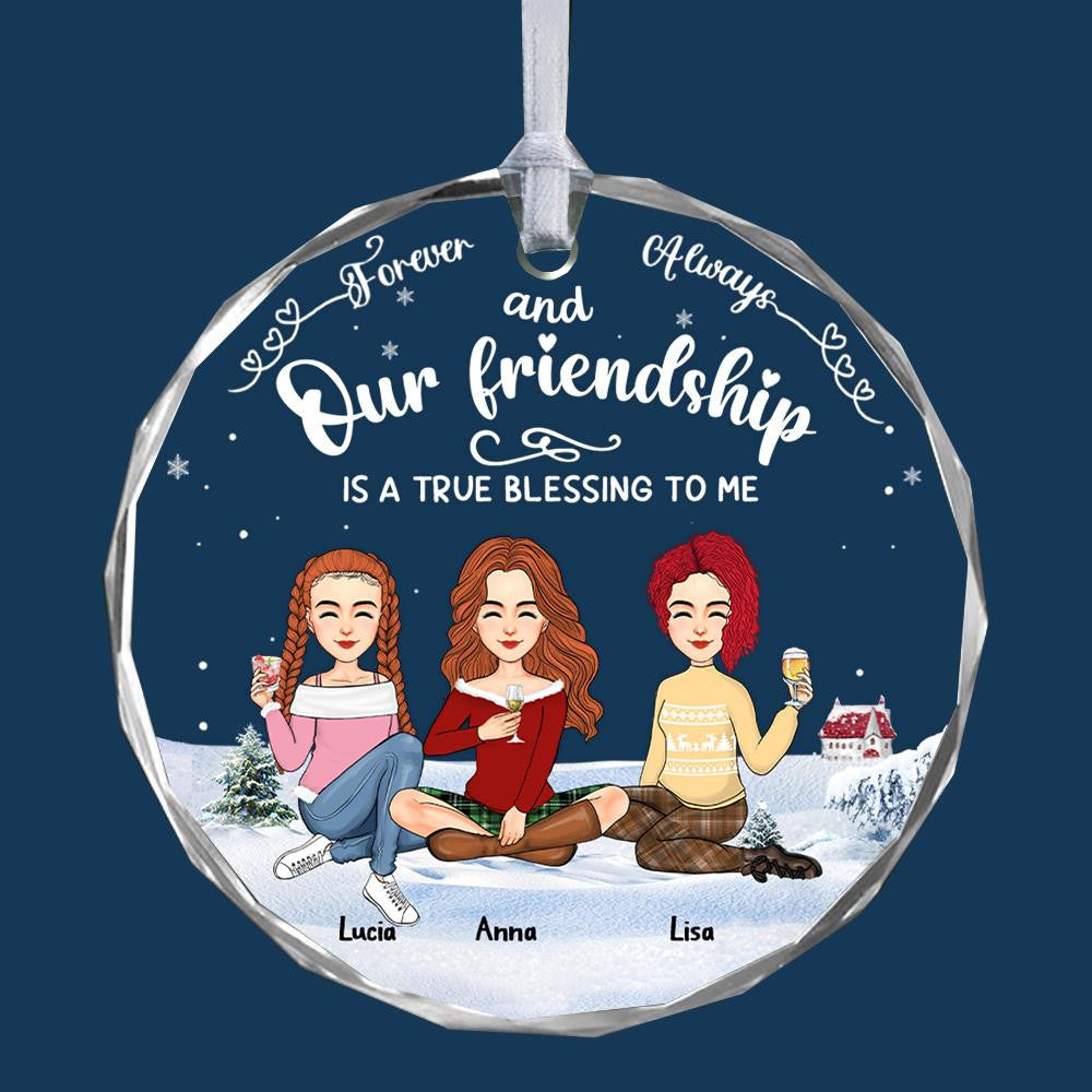 Luxury Ornament Friendship Is A True Blessing To Me - Personalized Glass Ornament Gift For Best Friends