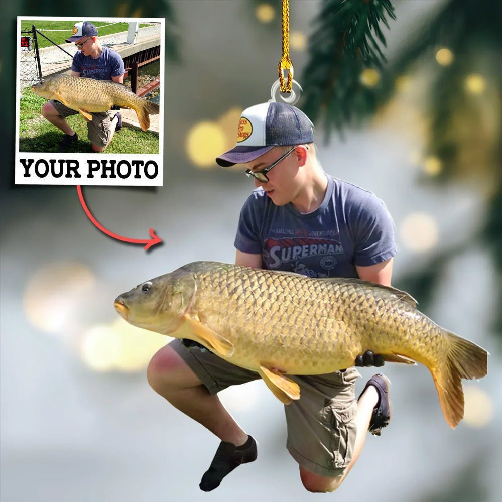 Custom Photo Ornament Gift For Fishing Lovers - Gift For Fisherman - Custom Upload Photo Fisherman