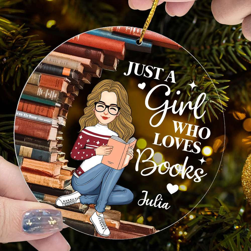 Just A Girl Who Loves Books Personalized Ornament Custom Gift For Book Lover