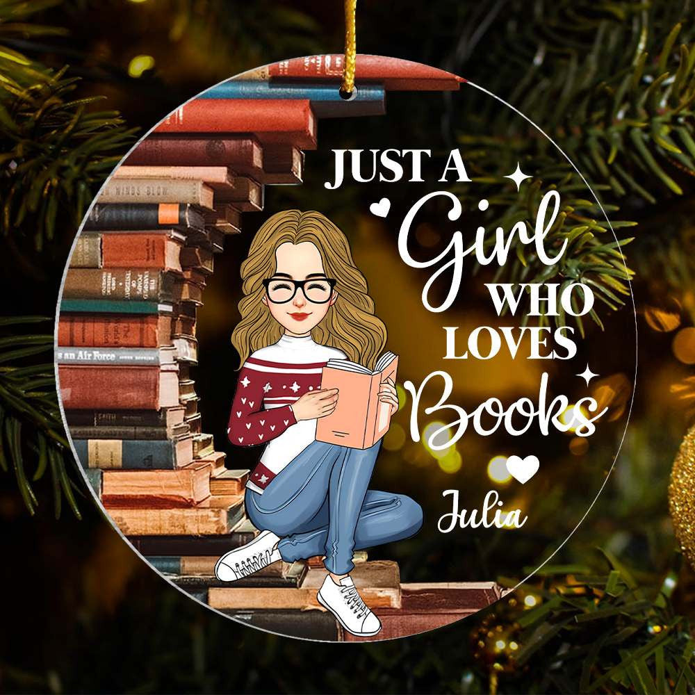 Just A Girl Who Loves Books Personalized Ornament Custom Gift For Book Lover