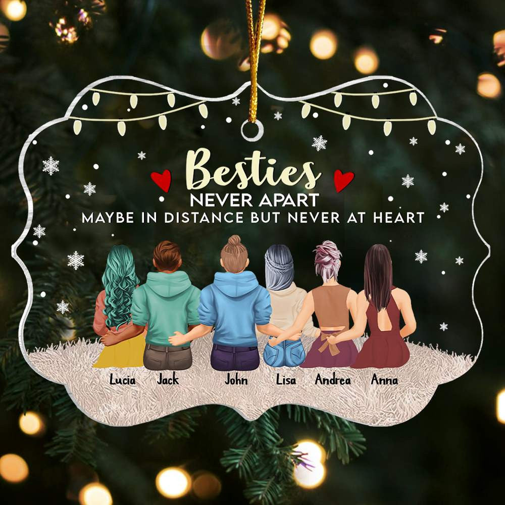 Bestie Never Apart Maybe In Distance But Never At Heart - Personalized Christmas Ornament