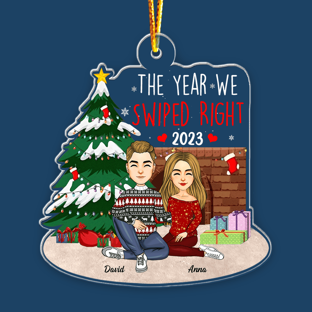 The Year We Swiped Right - Personalized Couple Ornament
