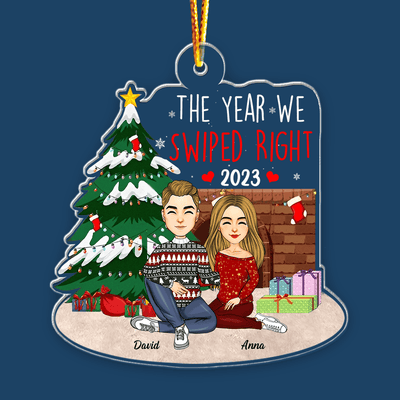 The Year We Swiped Right - Personalized Couple Ornament