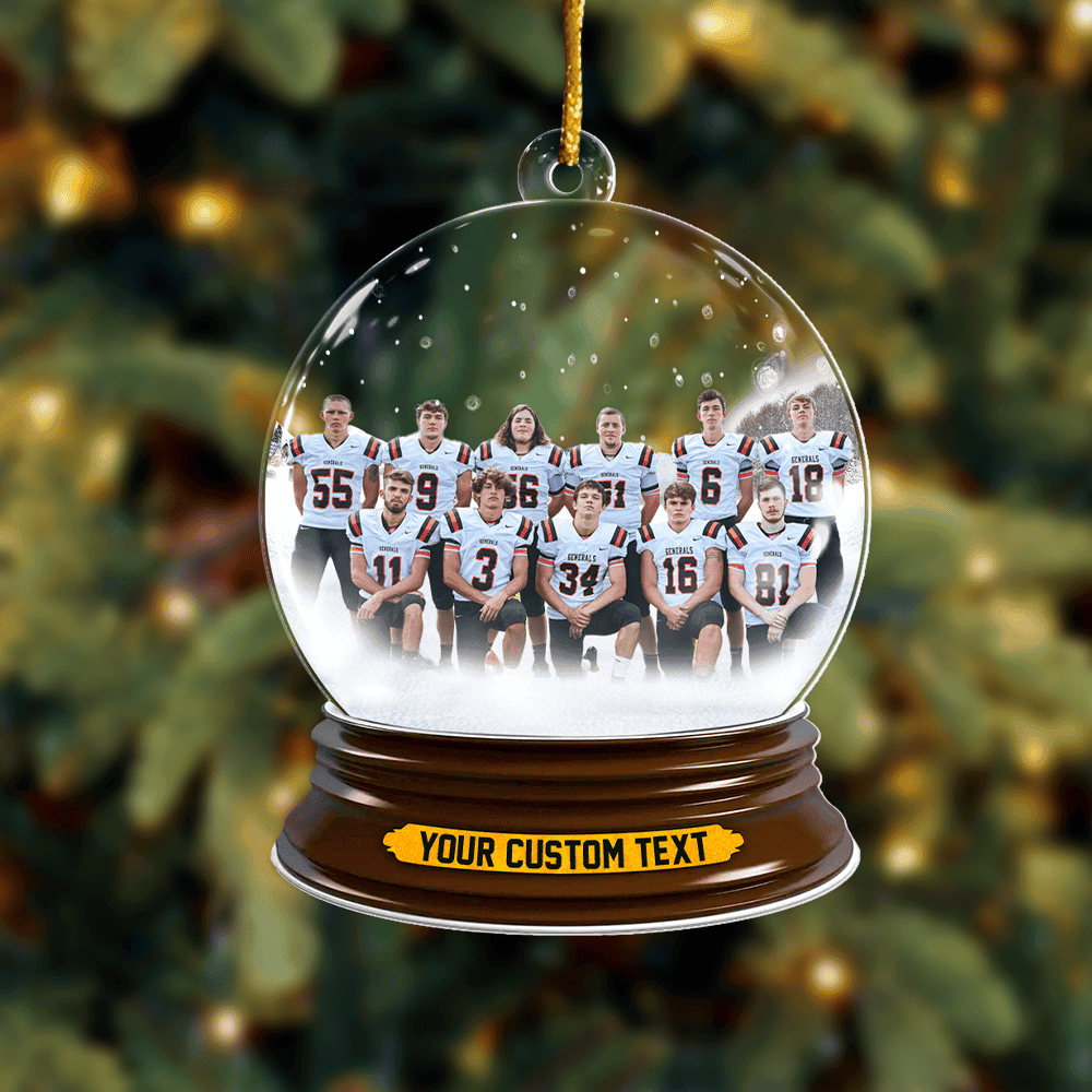 American Football Team Best Moments Of The Year In Christmas Snowball Christmas Acrylic Ornament Upload Photo For Football Lover