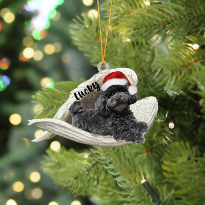 Personalized Poodle Sleeping Angel Ornament - Memorial Dog Gift - Christmas Decoration - Black Dog Ornament
