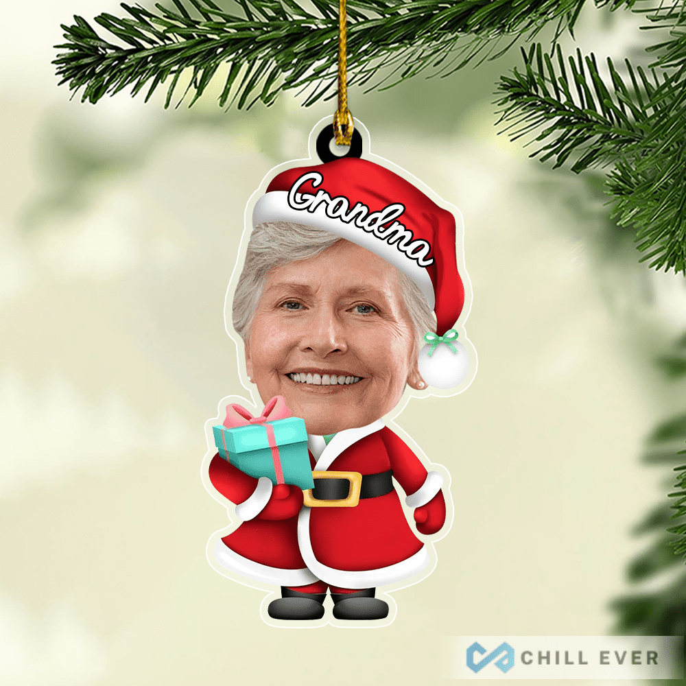 Personalized Photo Santa Christmas Ornament - Grandma & Grandkids Names | Unique And Thoughtful Gift For Grandparents
