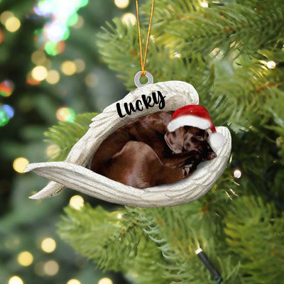 Custom Labrador Retriever Sleeping Angel Christmas Flat Acrylic Dog Ornament Memorial Gift