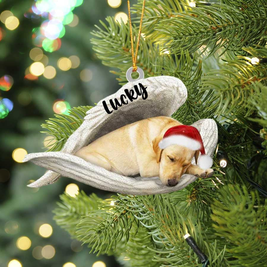 Custom Labrador Retriever Sleeping Angel Christmas Flat Acrylic Dog Ornament Memorial Gift