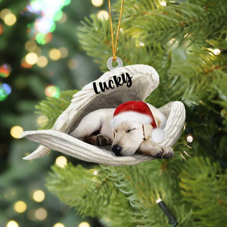 Custom Labrador Retriever Sleeping Angel Christmas Flat Acrylic Dog Ornament Memorial Gift
