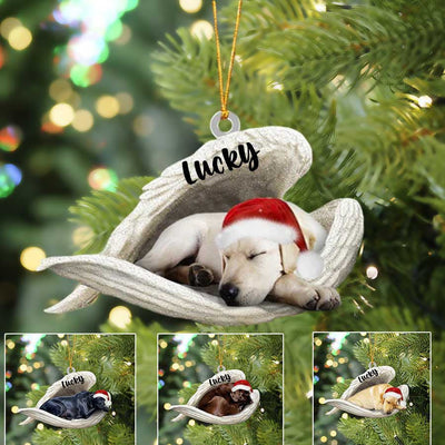 Custom Labrador Retriever Sleeping Angel Christmas Flat Acrylic Dog Ornament Memorial Gift