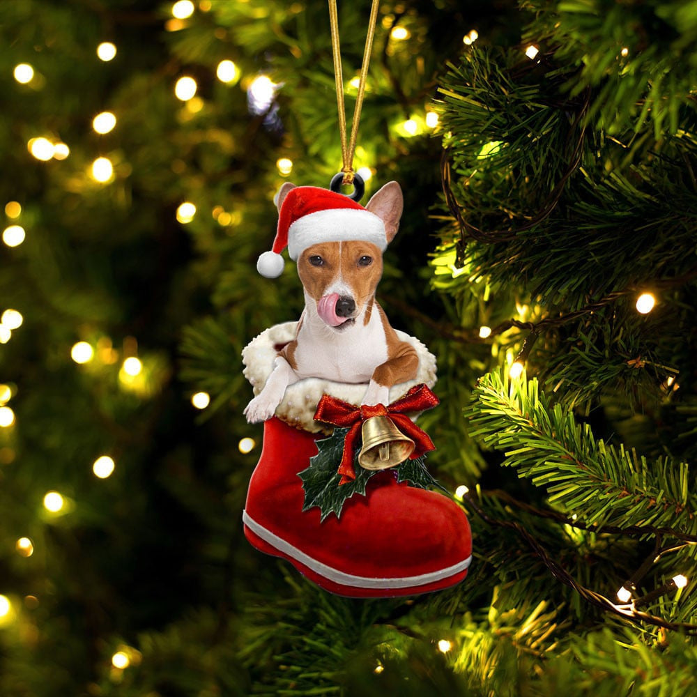 Basenji-In Santa Boot Christmas Ornament