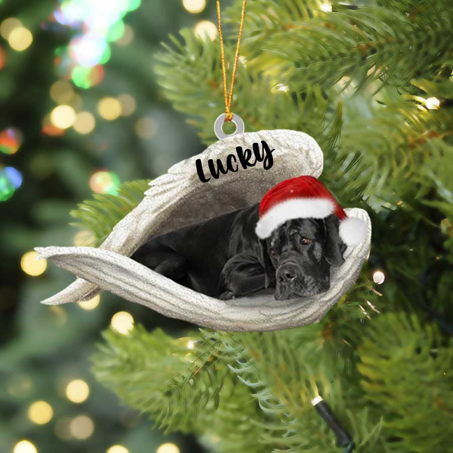 Custom Great Dane Sleeping Angel Christmas Flat Acrylic Ornament - Fawn Dog Memorial Gift For Dog Lovers