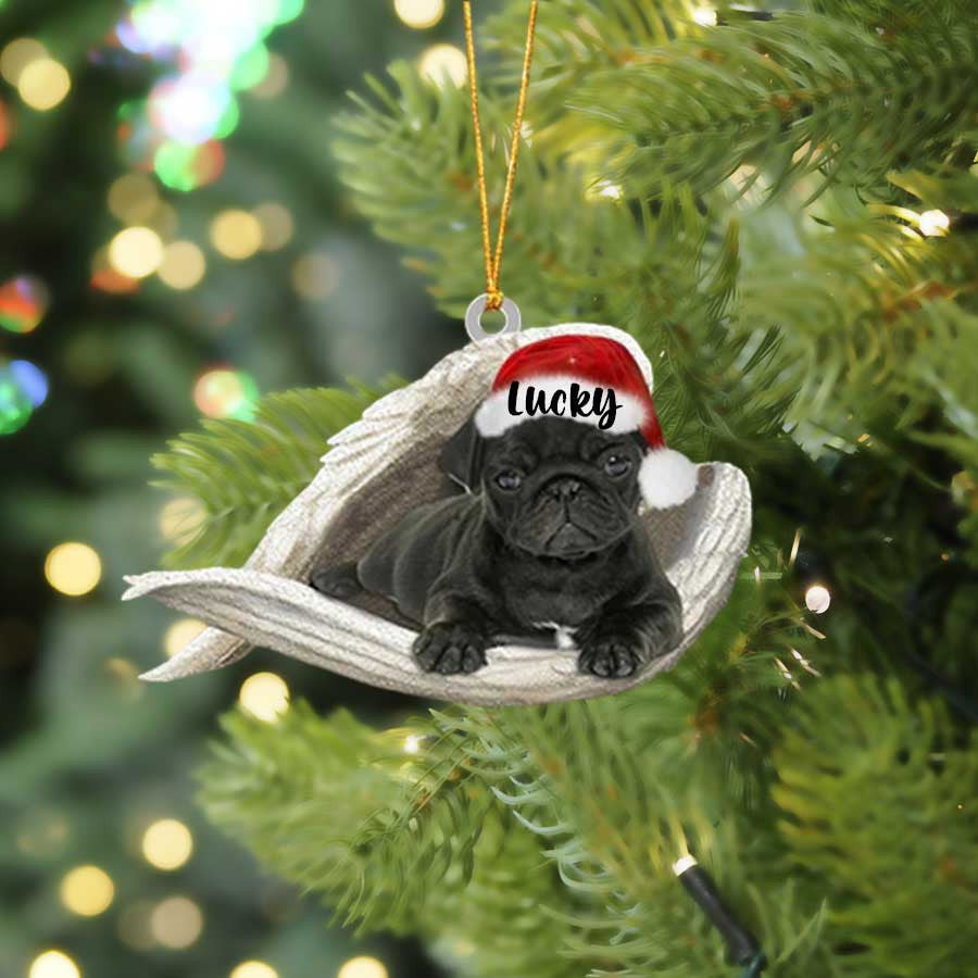 Personalized Pug Sleeping Angel Christmas Dogs Ornament: Memorial Dog Gift, Suitable For Pug Lovers, Pet Memorial, And Holiday Decor.