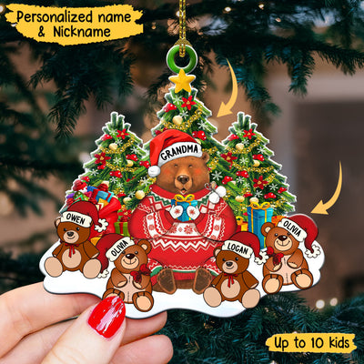 Personalized Grandma Bear Christmas Ornament For Grandkids