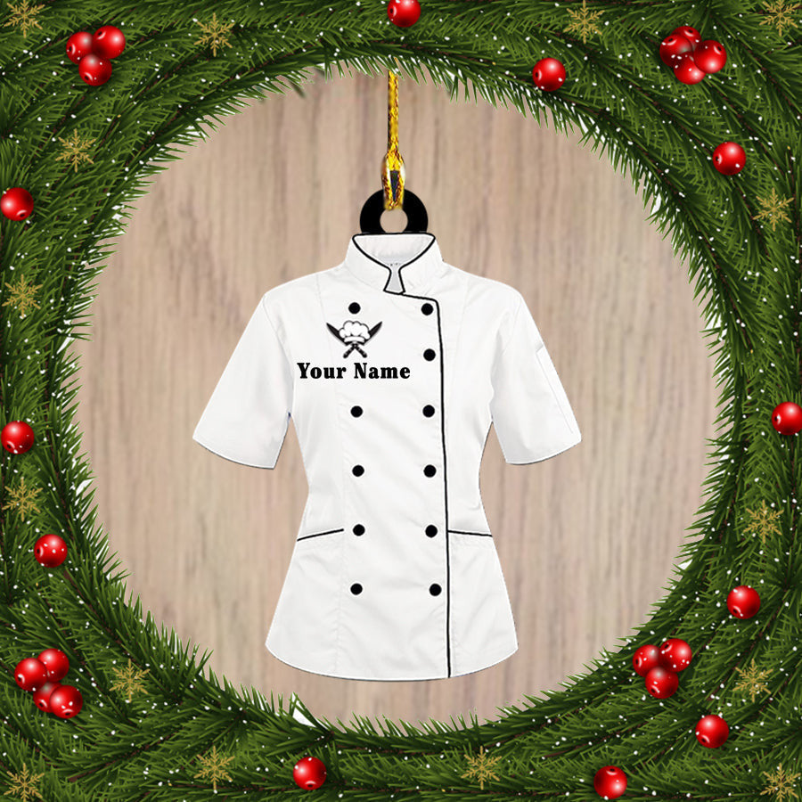 Woman Chef Custom Name Shaped Ornament For Christmas Decoration