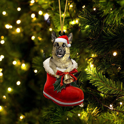 German Shepherd Santa Boot Christmas Ornament
