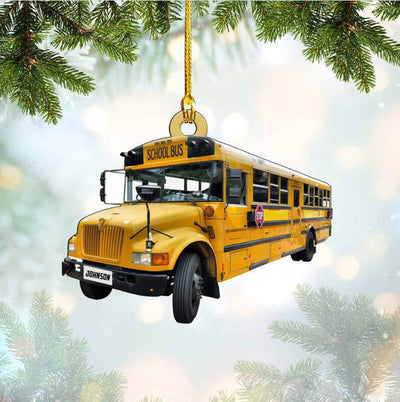 Customized School Bus Acrylic Ornament For Bus Driver Christmas Gift