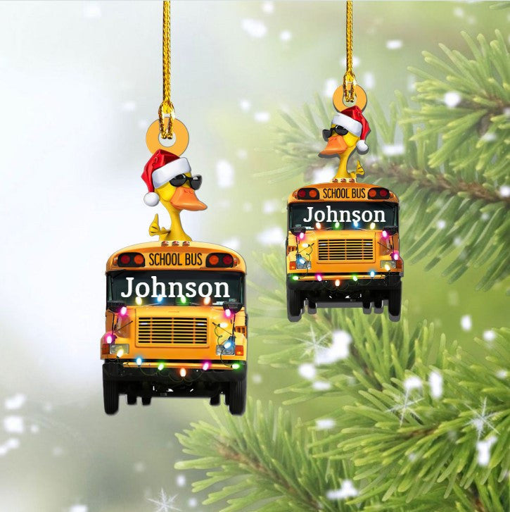 Customized School Bus Acrylic Ornament For Bus Driver Christmas Gift