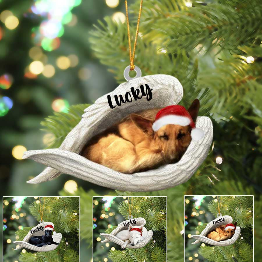 Personalized German Shepherd Sleeping Angel Dog Ornament - Memorial Dog Gift - Christmas Decoration - Ideal For German Shepherd Lovers