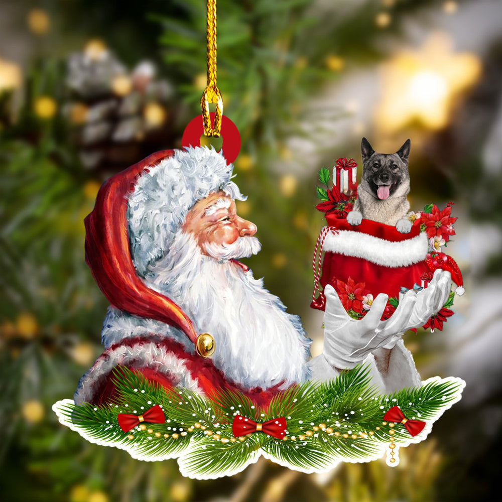 Siberian Husky Santa Boot Christmas Ornament - Two Sided Decoration