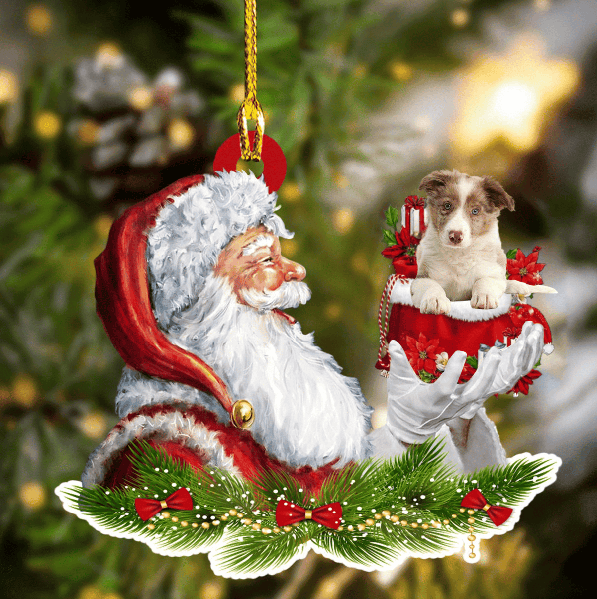 Red Border Collie Christmas Ornament For Dog Lovers, Dog Mom Gift