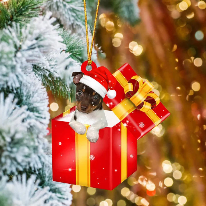 Rat Terrier Christmas Ornament - Custom Shape Gift Box For Christmas