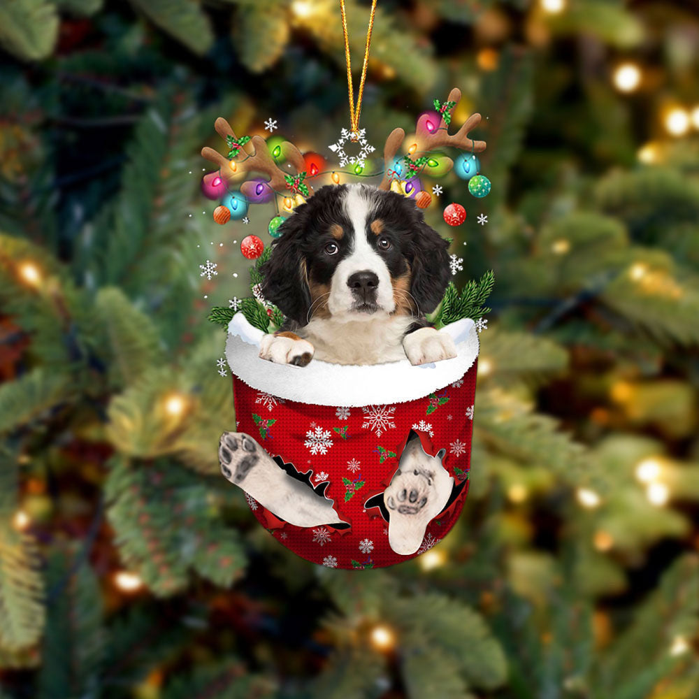 Bernese Mountain Dog Snow Christmas Ornament For Dog Lovers - Perfect Gift For Winter Holidays - Acrylic Flat Ornament
