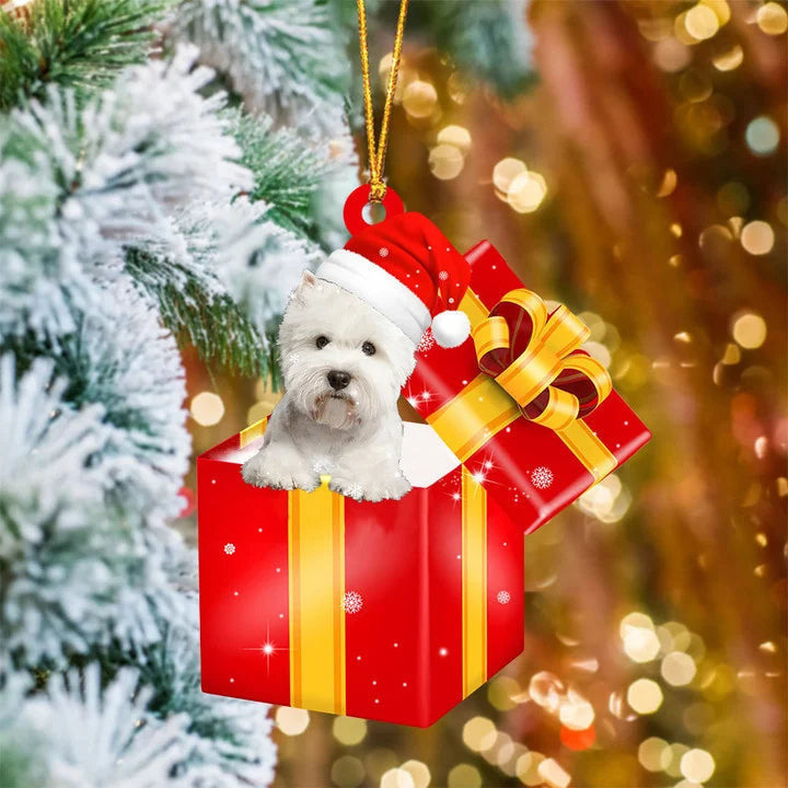 West Highland White Terrier Dog Gift Box Christmas Ornament - Custom Shape Ornament For Christmas - Suitable For Dog Lovers And Holiday Decorations