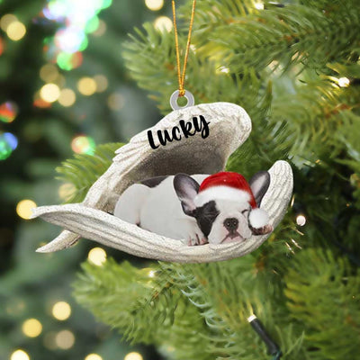 French Bulldog Sleeping Angel Christmas Ornament Memorial Gift - Personalized