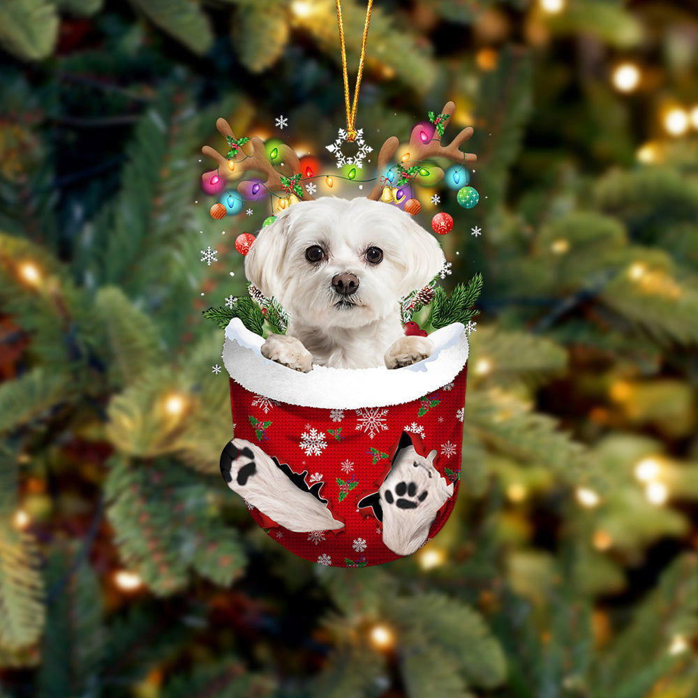 White Maltese Snow Christmas Ornament Dog Ornament Suitable For Pet Lovers, Ideal For Christmas Tree Decorations And Gift Giving.