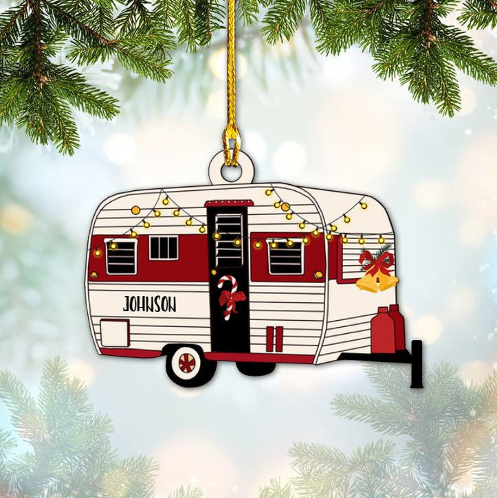 Personalized Camping Christmas Ornament, Custom Name Camper Decoration, Great Gift For Campers