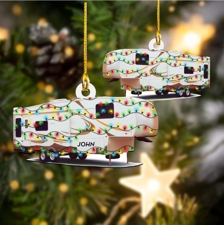 Personalized Camping Christmas Ornament, Custom Name Camper Decoration, Great Gift For Campers