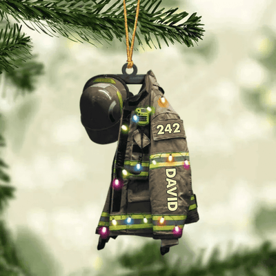 Firefighter Suits Christmas Light Personalized Flat Ornament - Gift For Firefighters - Suitable For Special Occasions