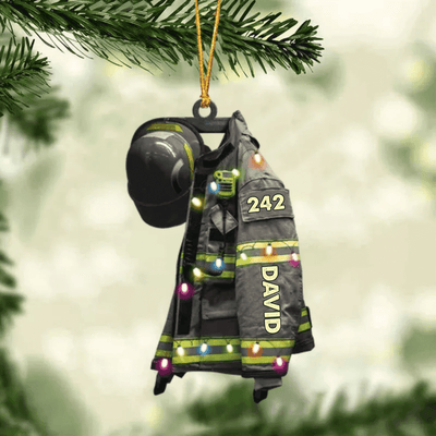 Firefighter Suits Christmas Light Personalized Flat Ornament - Gift For Firefighters - Suitable For Special Occasions