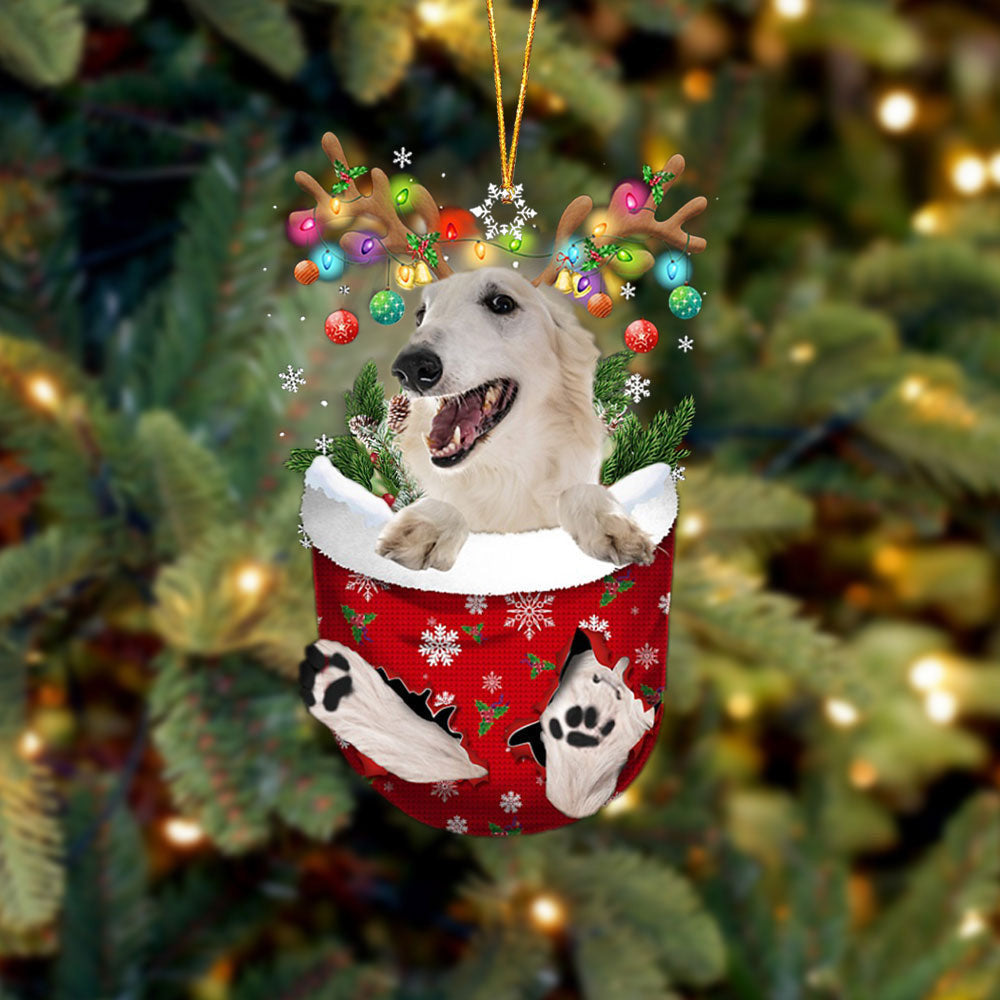 White Borzoi Snow Ornament Dog Christmas Gift
