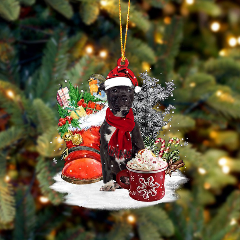 American Staffordshire Terrier Winter Cup Two Sided Ornament - Perfect Gift For Dog Lovers - Suitable For Christmas Decoration