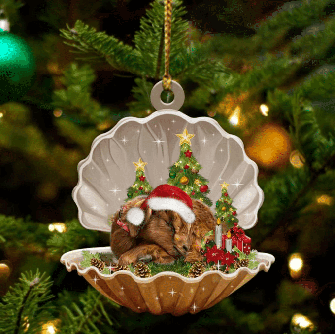 Goat Sleeping In Dog Ornament For Christmas, Flat Acrylic