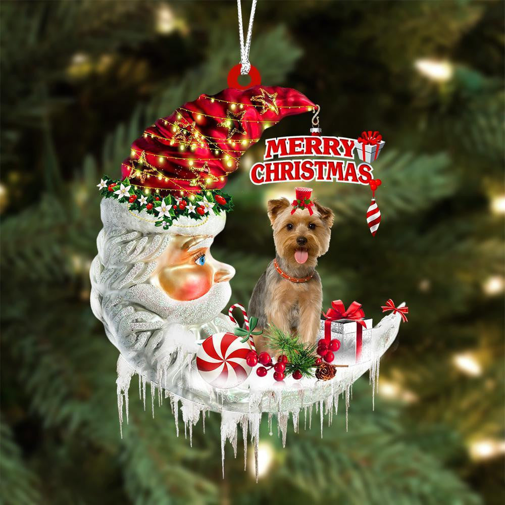 Cairn Terrier On The Moon Merry Christmas Hanging Ornament For Dog Lovers - Perfect Gift For Cairn Terrier Owners, Moon Enthusiasts, And Christmas Celebrations.